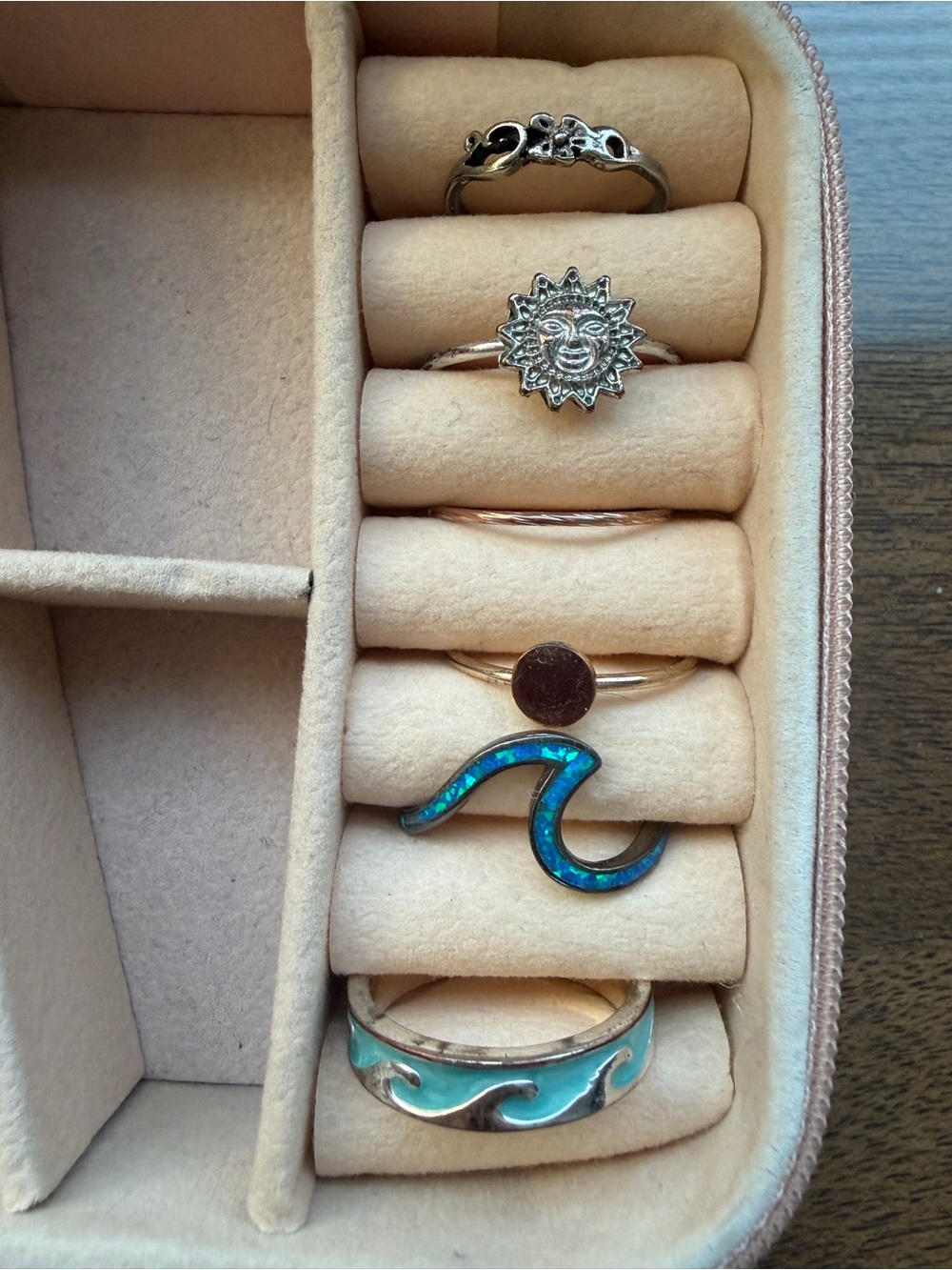 Pura Vida Blue Opal Wave Ring Stack with Silver Accents